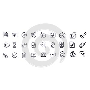 Simple Set  Approve Related Vector Line Icons