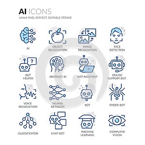 Line Artificial Intelligence Icons