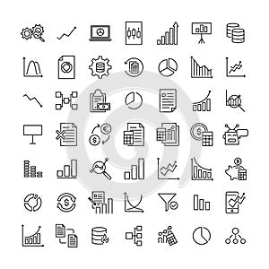 Simple set of big data related outline icons.