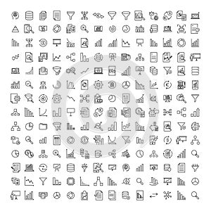 Simple set of big data related outline icons.