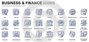 Simple Set Business and Finance Line Icons for Website and Mobile Apps. Contains such Icons as Analysis, Money