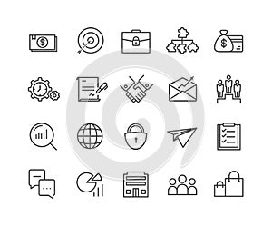 Simple Set of Business vector thin line icons
