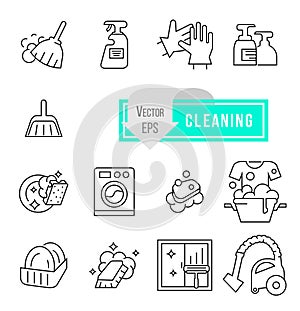 Simple set of cleaning related vector icons for your design