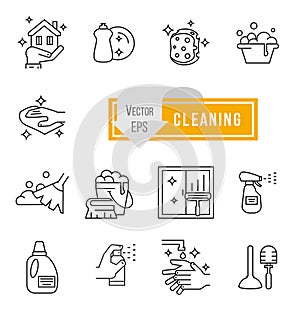 Simple set of cleaning related vector icons for your design