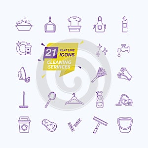 Simple Set of Cleaning Related Vector Line Icons