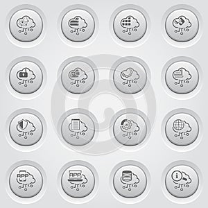 Simple Set of Cloud Computing Related Vector Button Icons