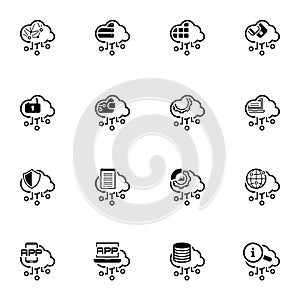 Simple Set of Cloud Computing Related Vector Line Icons