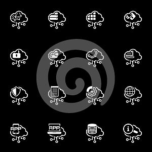 Simple Set of Cloud Computing Related Vector Line Icons