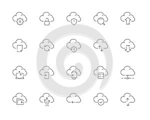 Simple set of Cloud computing vector line web icons