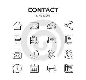 Contact Line Icons Set