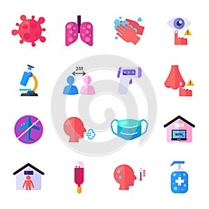 Simple Set of Corona virus Covid-19 Color Icons Vector