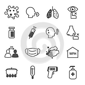 Simple Set of Corona virus Covid-19 Icons Vector