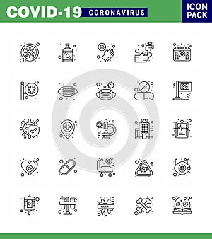 Simple Set of Covid-19 Protection Blue 25 icon pack icon included calendar, bubble, hands, water, medical