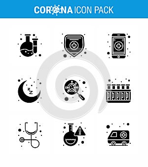 Simple Set of Covid-19 Protection Blue 25 icon pack icon included chemistry, interfac, mobile app, glass, rest time