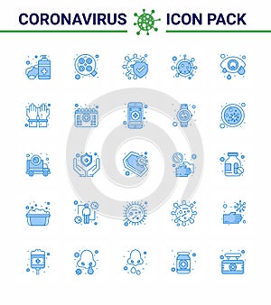Simple Set of Covid-19 Protection Blue 25 icon pack icon included conjunctivitis, life, bacteria, covid, virus