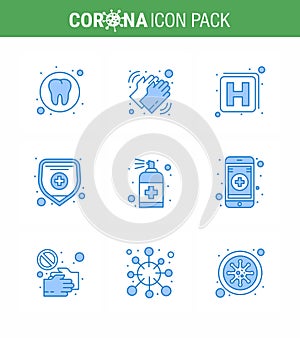 Simple Set of Covid-19 Protection Blue 25 icon pack icon included hand, spray, care, protection, health insurance