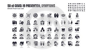 Simple Set of Covid-19 Prevention Solid Glyph Icons. such Icons as Protective, Coronavirus, Social Distancing, Symptoms,