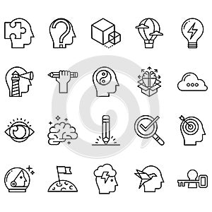Simple Set of creativity Related Line Icons.