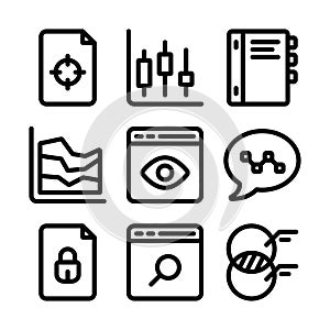 Simple Set of Data Analysis Related Vector Line Icons