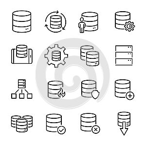 Simple set of database related outline icons.