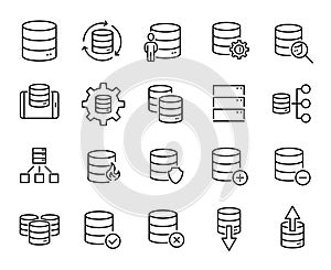 Simple set of database related outline icons.