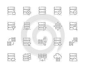 Simple set of Database related vector line web icons