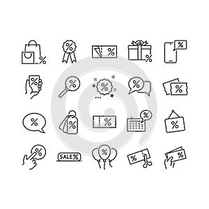 Simple Set of Discount Related Vector Line Icons.
