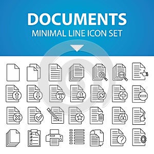 Simple Set of Documents Vector Line Icons. Paper icon, Document icon, Vector EPS10. Documents outline set of vector icons. icon of