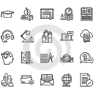 Simple set of education Related Line Icons.