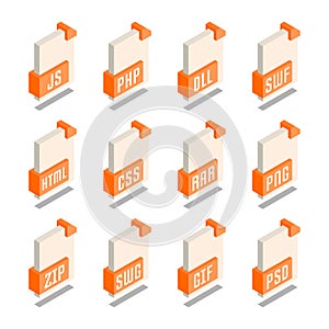 Simple Set of File Format 3D Isometric Icons.