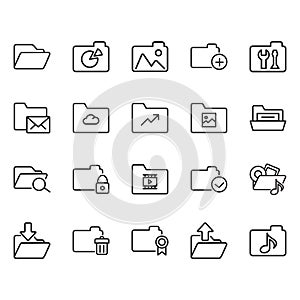 Simple Set of Folders Related Vector Line Icons.