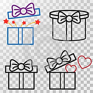 Simple Set of Gifts Related Vector Line Icons. Contains such Icons as Gift Card, Present Offer, Ribbon and more.Editable Stroke.