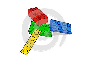 Simple Set of 4 Hand Draw Sketch Vector, Random Position Stack Brick Toys