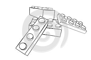 Simple Set of 4 Hand Draw Sketch Vector, Random Position Stack Brick Toys