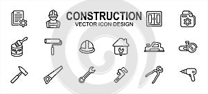 Simple Set of home job build construction Related Vector icon user interface graphic design. Contains such Icons as job
