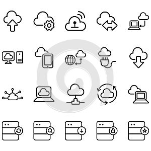 Simple Set of hosting Icons Related to Lines.