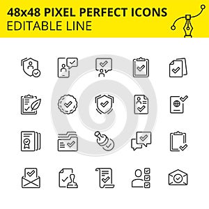 Simple set of icons for approval process in business and marking various milestones as passed. 48x48 Pixel perfect icon. photo