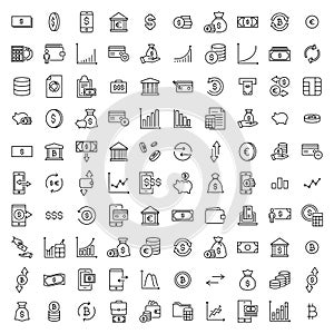 Simple set of investments related outline icons.