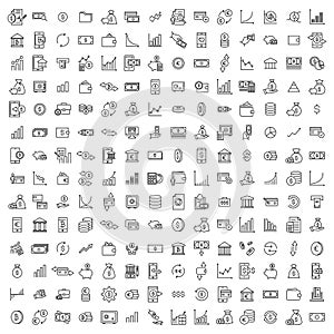 Simple set of investments related outline icons.