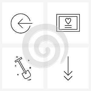Simple Set of 4 Line Icons such as arrow, labors, image, valentine, bolded