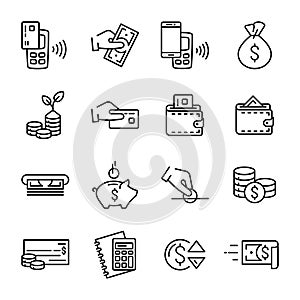 Simple set of linear money and finance vector icons