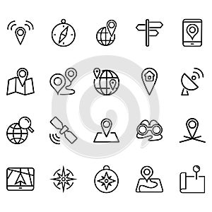 Simple set of map locations Icons Related Lines Icons.