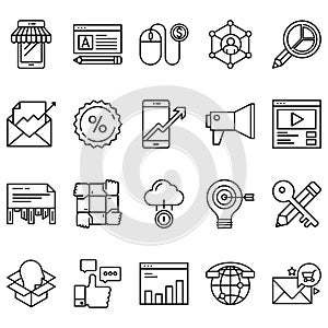 Simple set of marketing Related Line Icons. photo