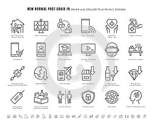 Simple Set of New Normal After Coronavirus 2019 or Covid-19 Ends Related. Such as Streaming, Online Shopping, Supply Recalibration