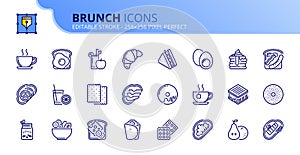 Simple set of outline icons about brunch