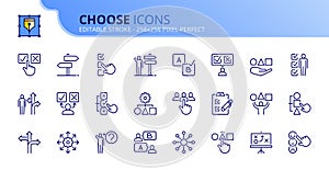 Simple set of outline icons about choose