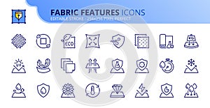 Simple set of outline icons about fabric features