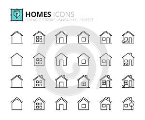 Simple set of outline icons about home and real estate