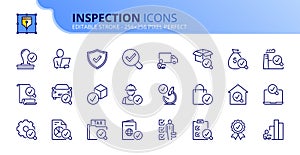 Simple set of outline icons about inspection