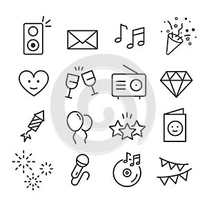 Simple set of party, celebration, holiday minimal icon isolated. Modern outline on white background